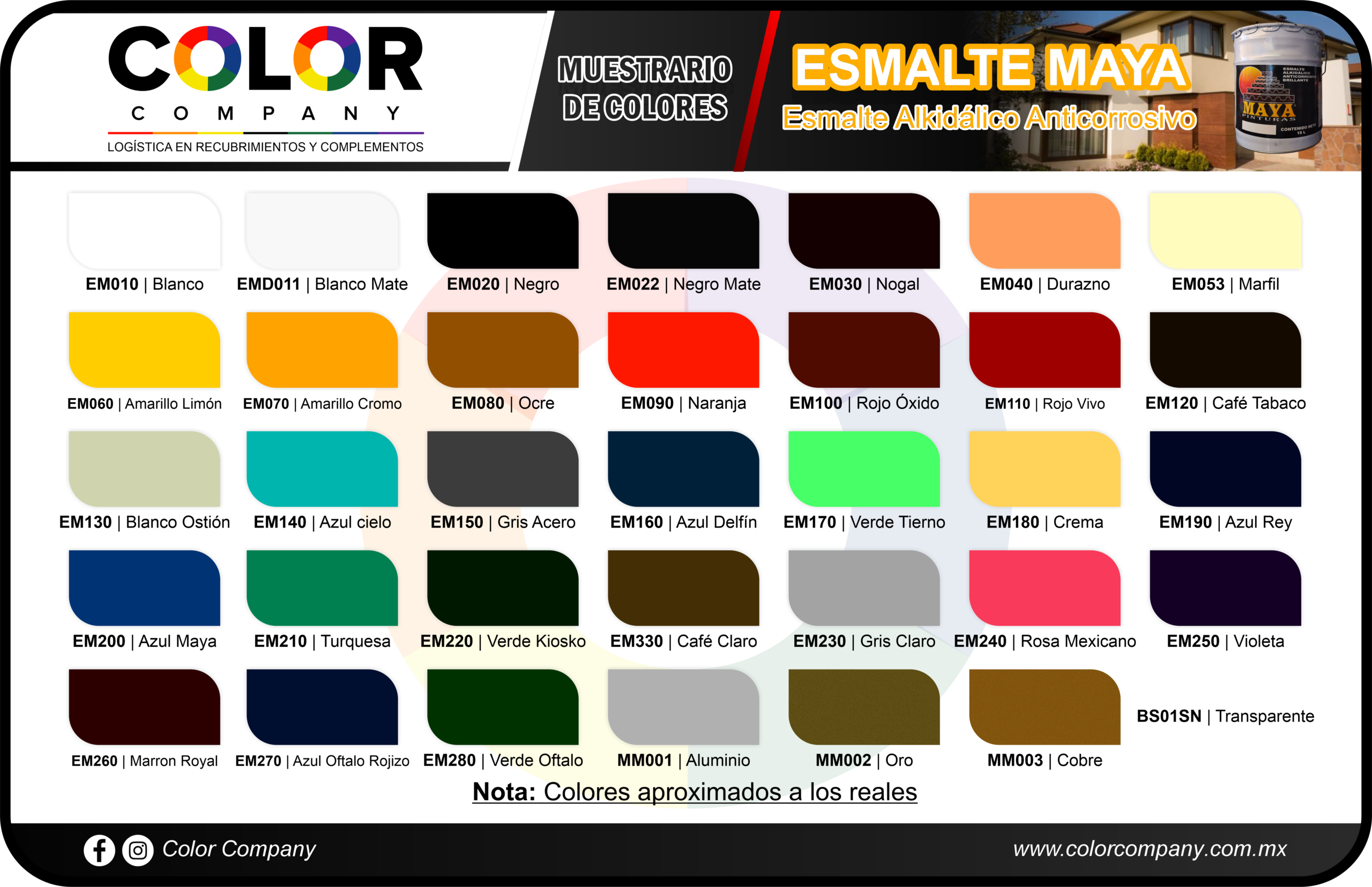 ESMALTE MAYA - MUESTRARIO DE COLORES - MAYA - PRODUCTOS COLOR COMPANY