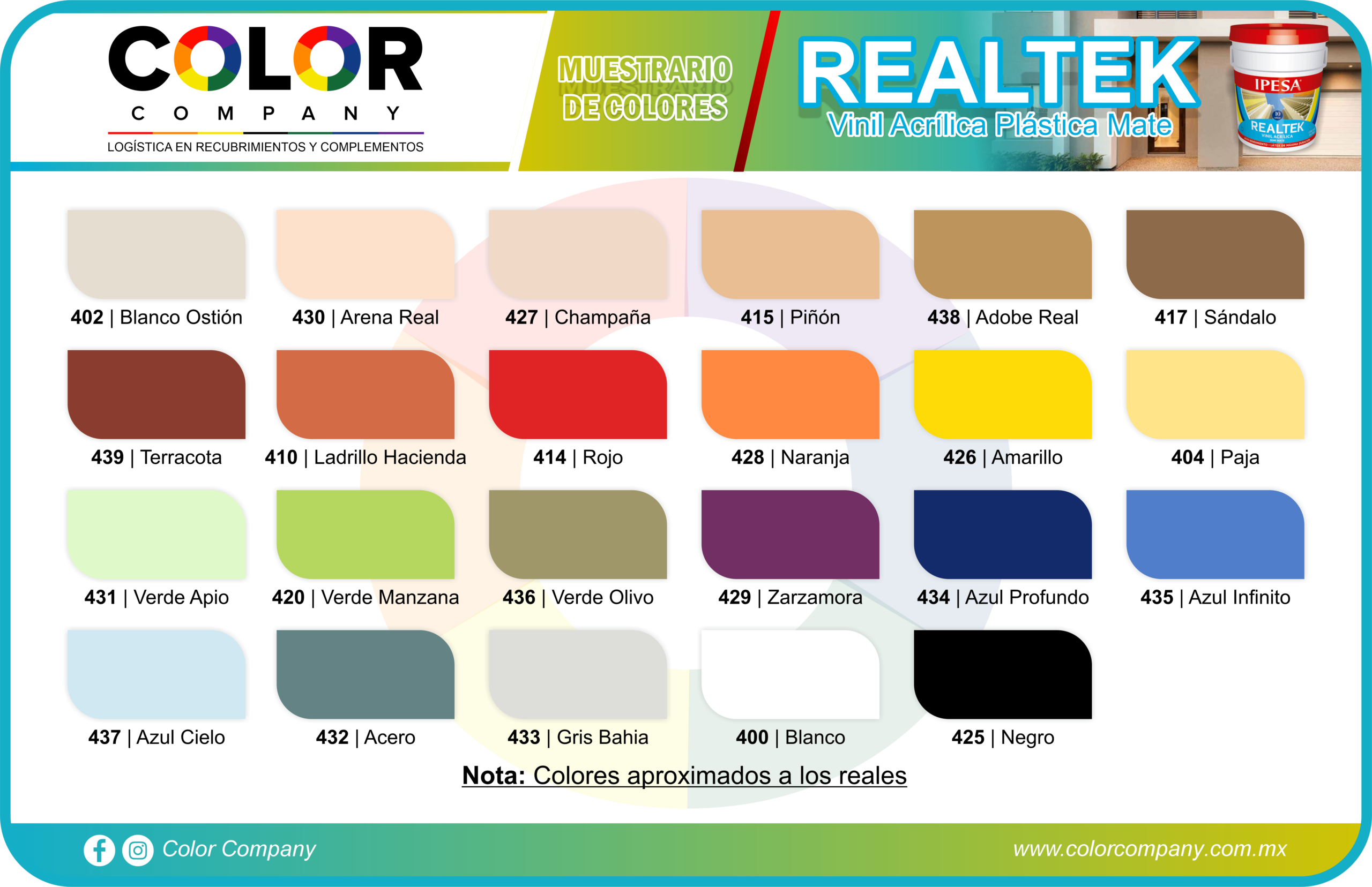 REALTEK - MUESTRARIO DE COLORES - IPESA - PRODUCTOS COLOR COMPANY