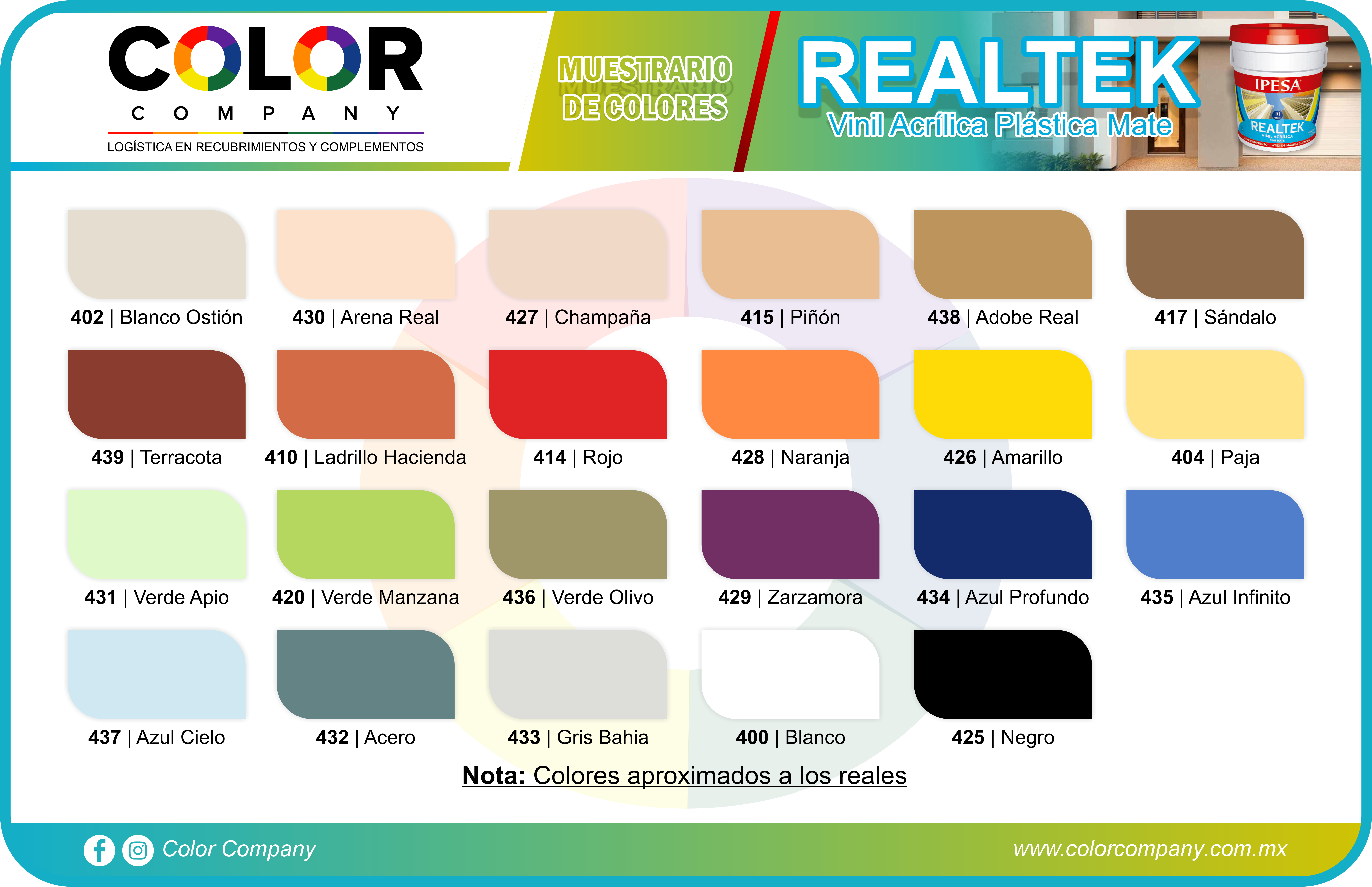 REALTEK - MUESTRARIO DE COLORES - IPESA - PRODUCTOS COLOR COMPANY