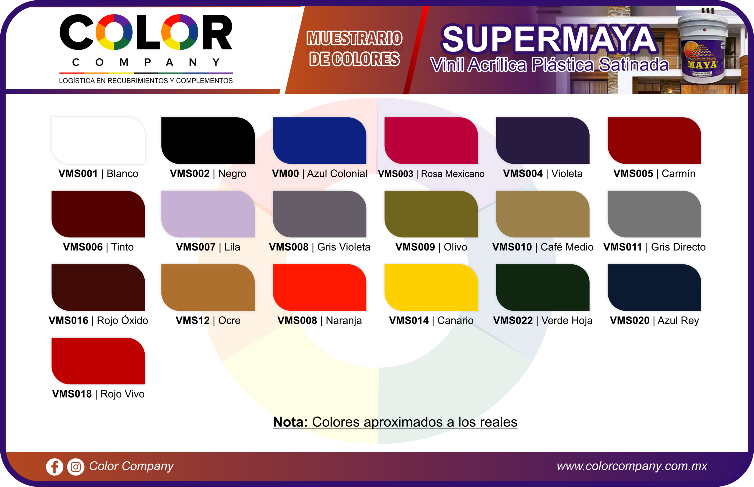 SUPER MAYA - MUESTRARIO DE COLORES - MAYA - PRODUCTOS COLOR COMPANY