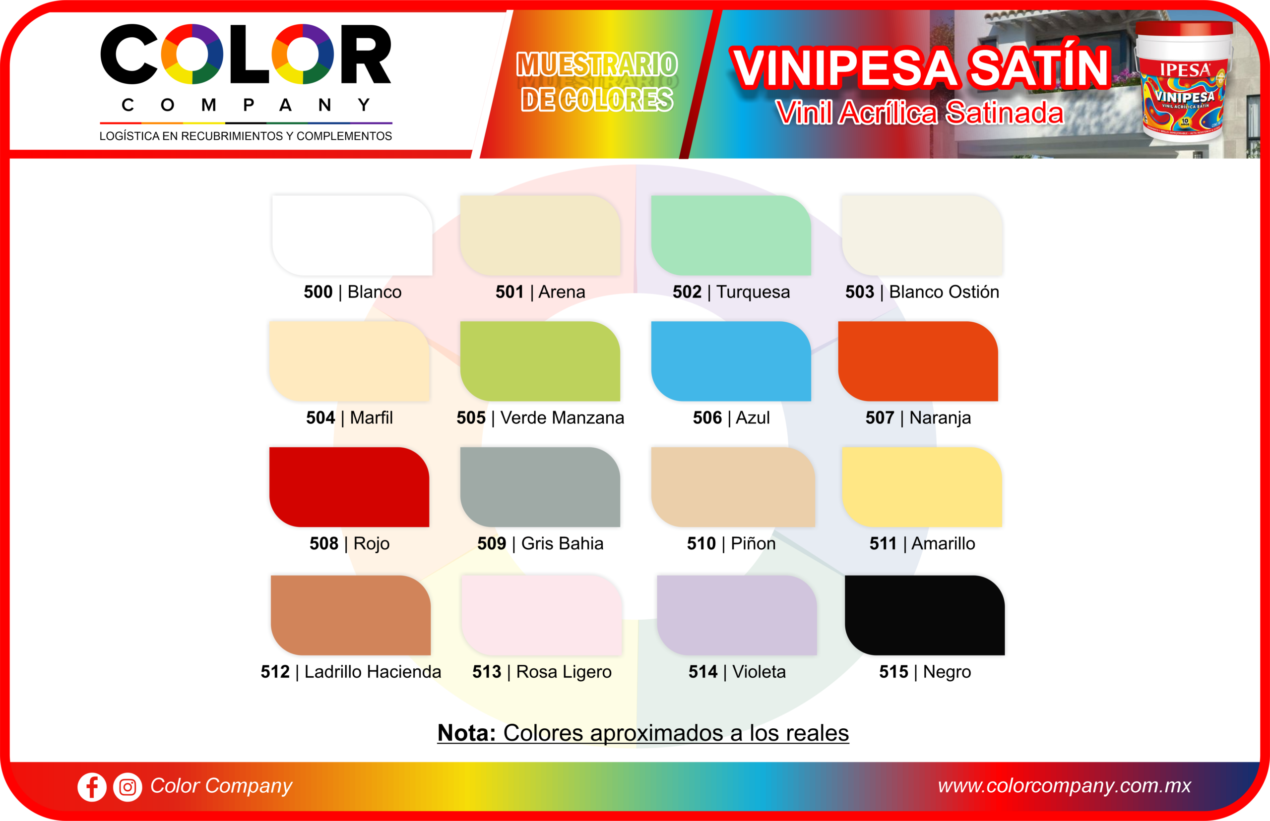 VINIPESA SATIN - MUESTRARIO DE COLORES - IPESA - PRODUCTOS COLOR COMPANY
