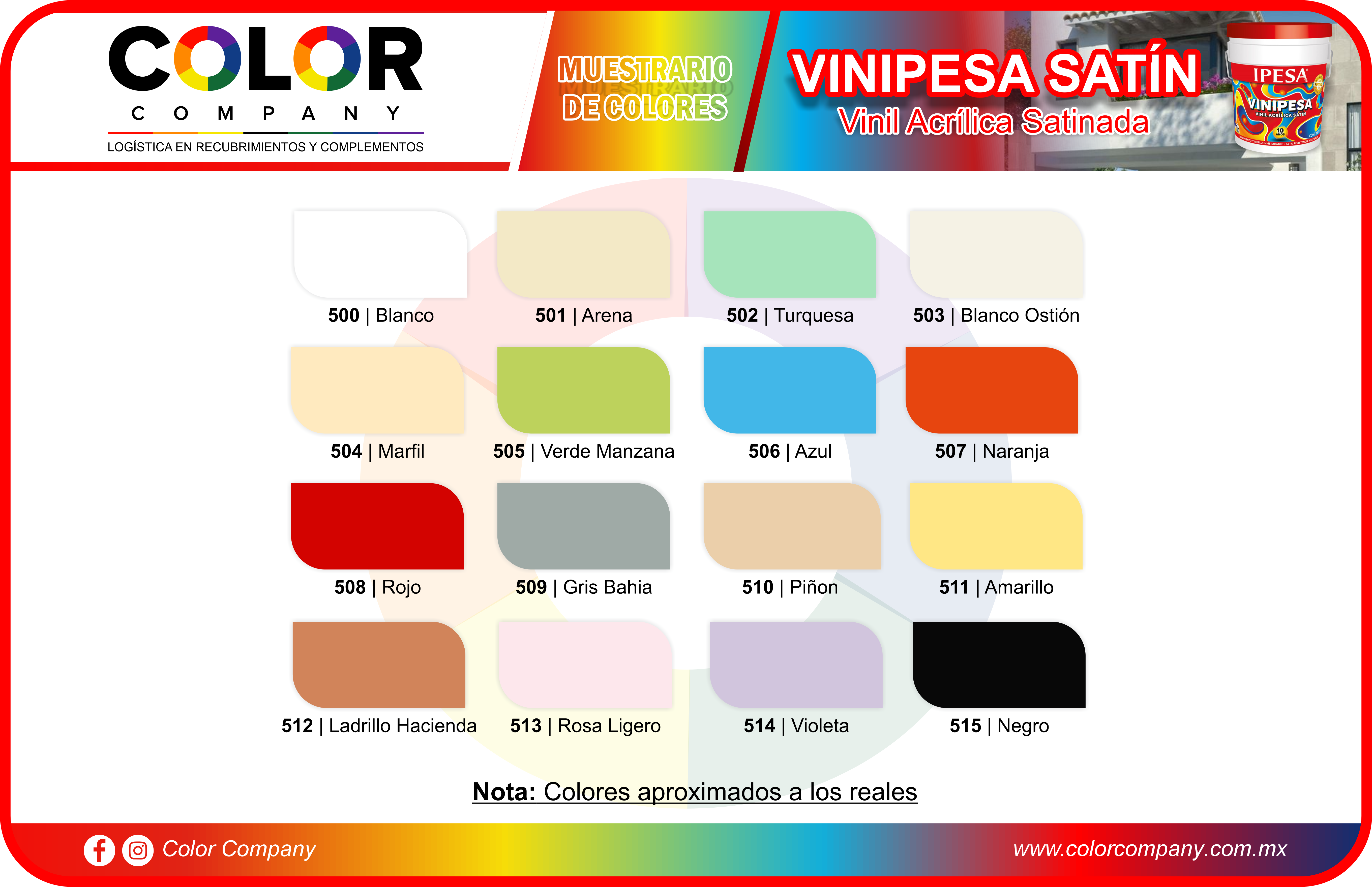 VINIPESA SATIN - MUESTRARIO DE COLORES - IPESA - PRODUCTOS COLOR COMPANY