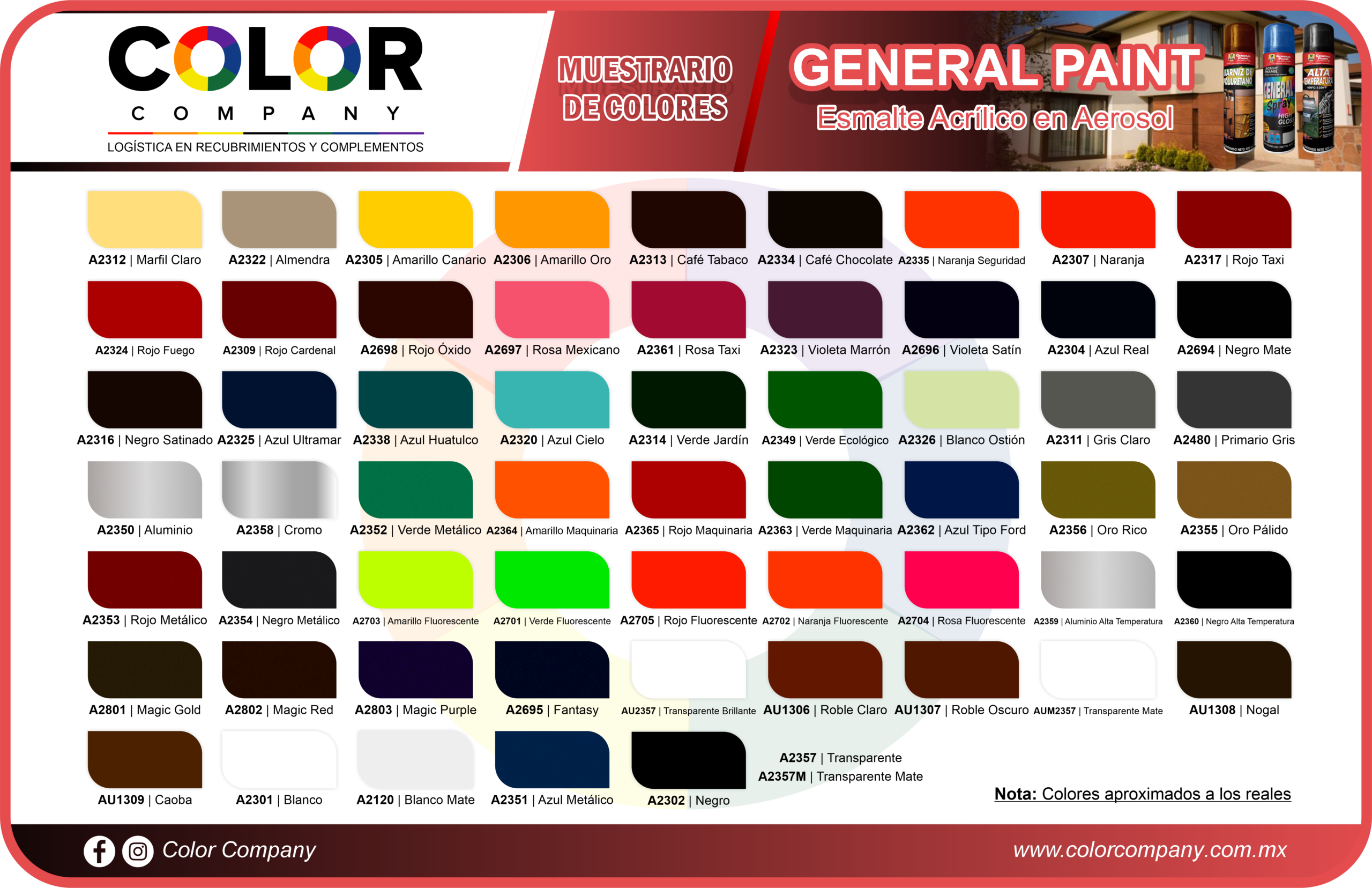 SPRAY - MUESTRARIO DE COLORES - GENERAL PAINT - PRODUCTOS COLOR COMPANY