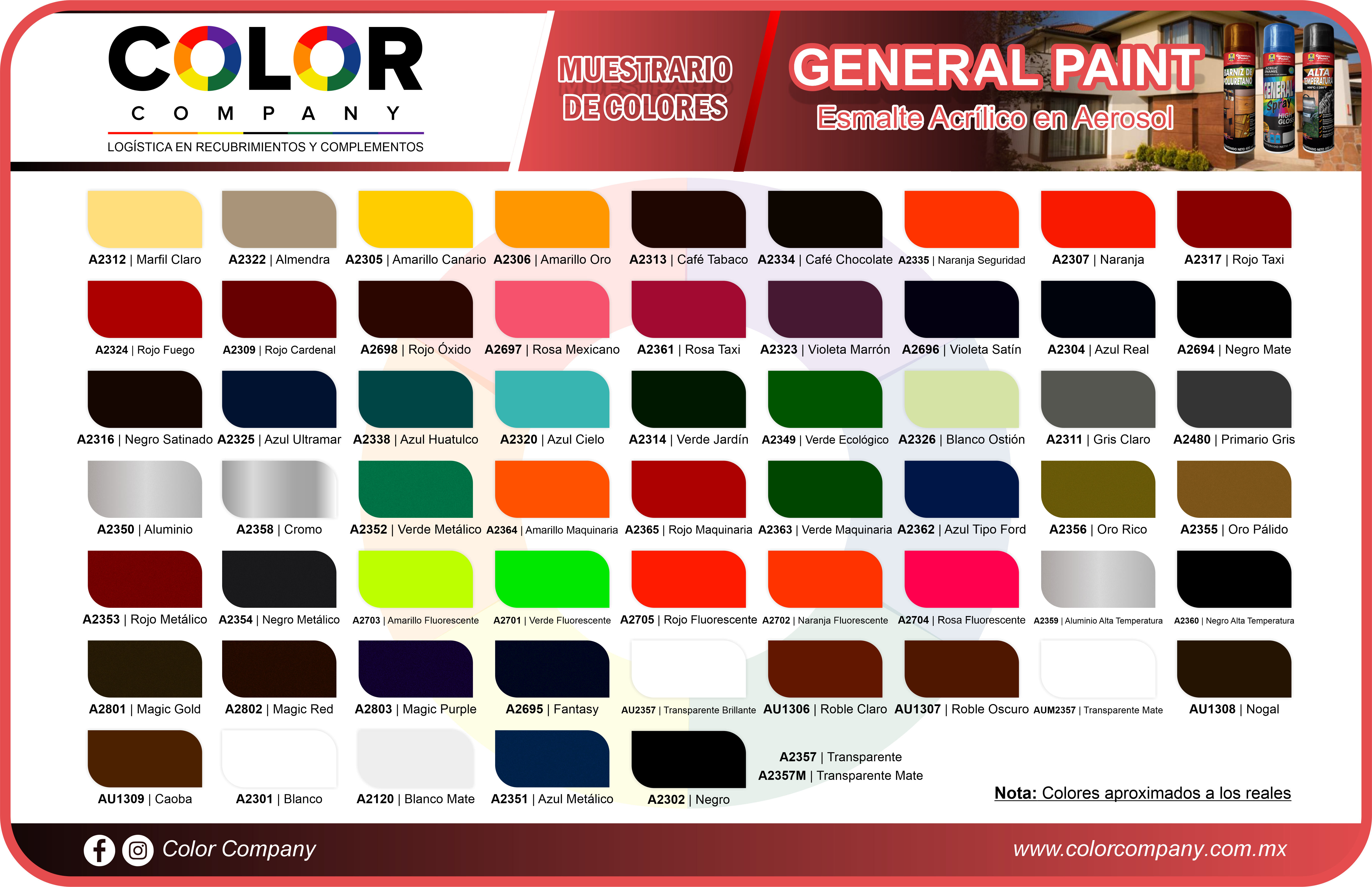 SPRAY - MUESTRARIO DE COLORES - GENERAL PAINT - PRODUCTOS COLOR COMPANY